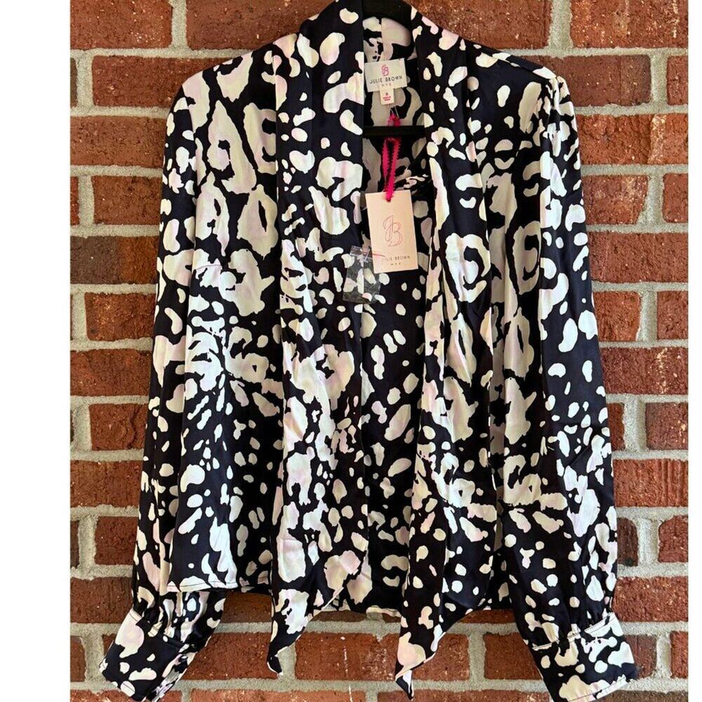 Julie Brown Abstract Animal Print Wrap Blouse NWT